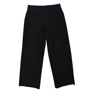 Eileen Fisher Womens Wide Leg Pants M Black Pull On Stretch Minimalist
